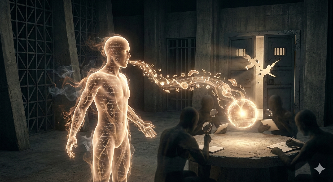 Visual metaphor for consciousness as a sensor - representing the mind receiving and expressing what passes through it